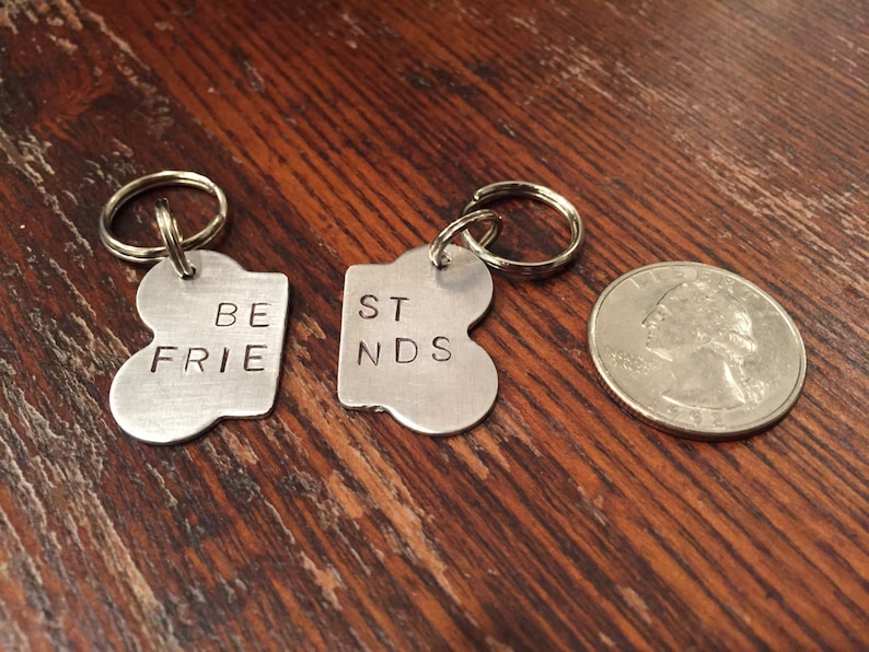 Best Friends Bone Dog Tag Set HANDSTAMPED Two Bff Dog Tags Etsy