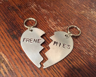 Frenemies Dog Tag set - LARGE - dog tags - keychains - unique, hand-stamped - My dogs are frenemies - dog gift - dog mom gift - dog lover