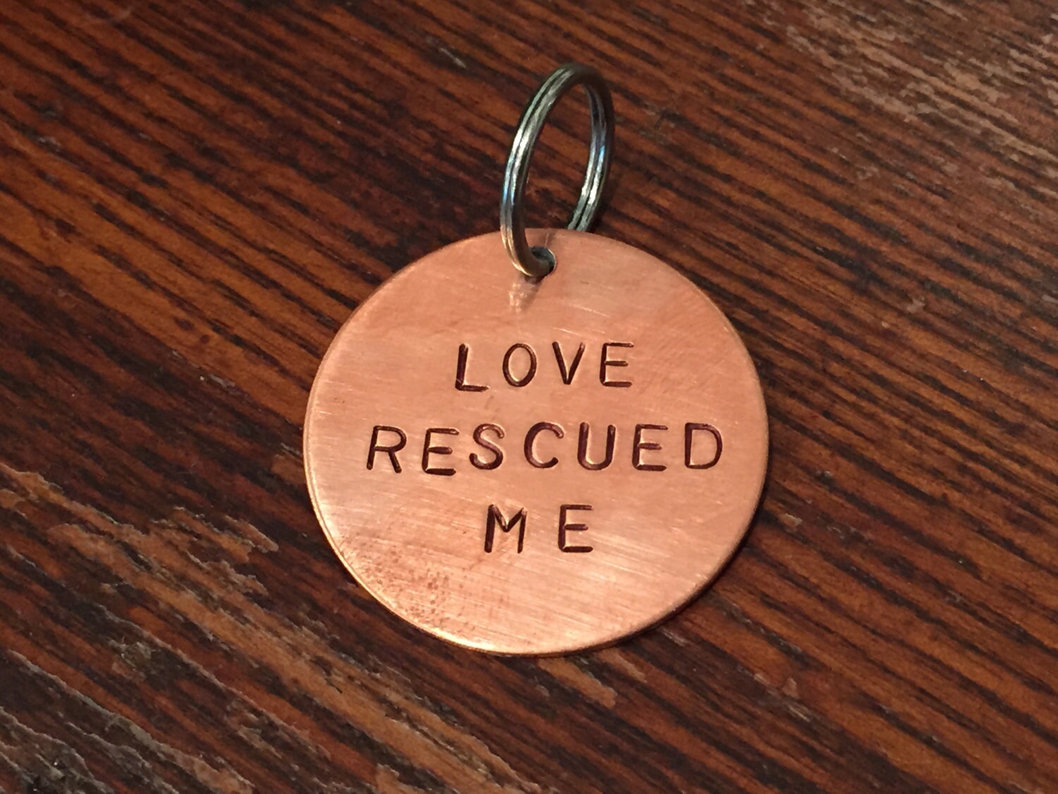 Love Rescued Me Dog Tag Cat Tag Keychain Cute Funny - Etsy