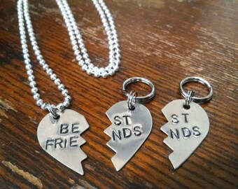 SMALL Best Friends Necklace and Pet Tags for multiple pets -ORIGINAL, hand-stamped - My dogs are my best friends - BFF - dog lover gift