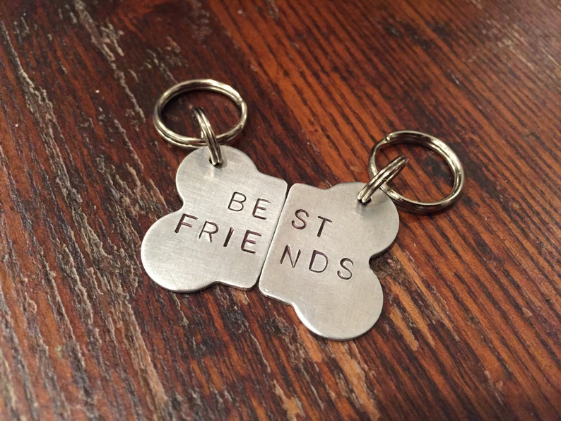 Best Friends Bone Dog Tag Set HANDSTAMPED Two Bff Dog Tags Etsy