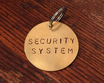 Hand-Stamped Security System Pet Tag – Aluminum, Brass, Copper