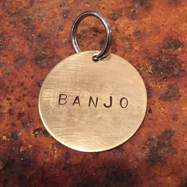 LARGE - Personalized Pet Tag - Hand-stamped dog ID tag - custom dog tag - simple dog tag - modern dog tag - pet ID tag - gift for dog owner