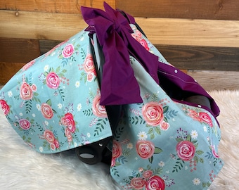Baby carseat cover/baby car seat canopy/floral carseat cover