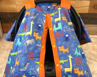 Baby car seat cover-Zoo animal car seat canopy/car seat cover