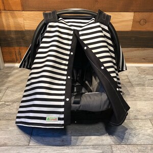 Baby car seat cover-baby car seat canopy/Black and white stripe car seat canopy