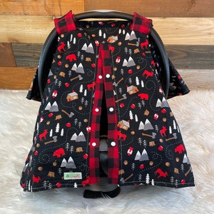 Buffalo plaid lumberjack carseat canopy/carseat cover/baby car seat canopy/baby carseat cover/lumberjack canopy