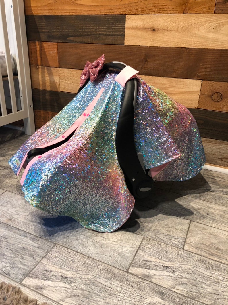 Rainbow sparkle carseat canopy/car seat cover Etsy