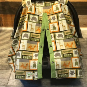 Animal baby cover/car seat canopy/foxes, turtles, elephants