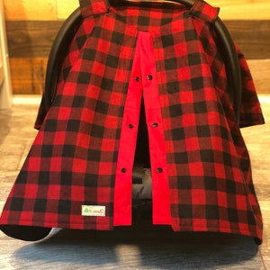 Buffalo plaid car seat cover/car seat canopy/baby car seat canopy