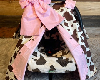 Cow print carseat canopy/carseat cover