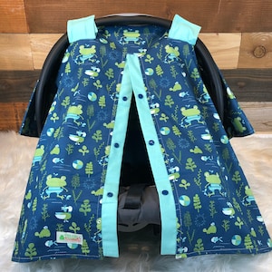 Baby car seat cover- unisex car seat cover/Boy carseat canopy/girl car seat canopy/Frog carseat canopy/car seat cover