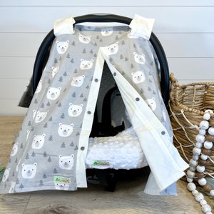 Baby car seat cover- boy car seat cover/girl carseat canopy/car seat cover/Car seat canopy/baby bear car seat canopy