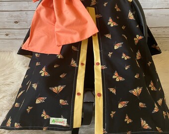 Monarch butterfly baby cover/baby seat cover/car seat canopy/car seat accessory