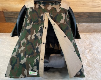Camo Baby Car Seat Canopy: Weather Protection, Easy Access