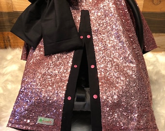 Sparkle Sequin Car Seat Cover: Rose Pink, Black Lining