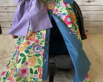 Baby carseat canopy/carseat cover/floral baby canopy