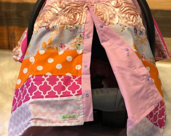 Girl car seat canopy/car seat cover