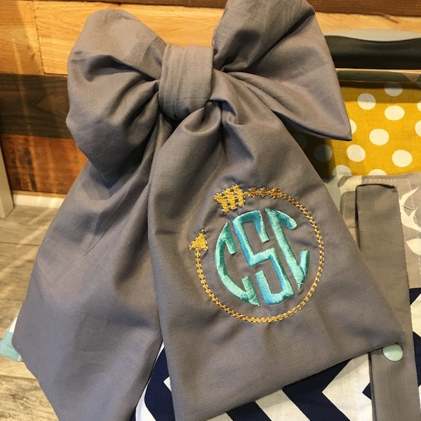 Giant fabric bow WITH Monogram/Embroidery