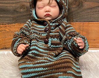 Baby Sweater with Hood/hand knit sweater/baby sweater/knit sweater