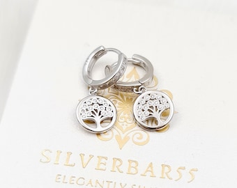 Sterling Silver Tree of Life Dangle Earrings: Kabbalah Jewelry