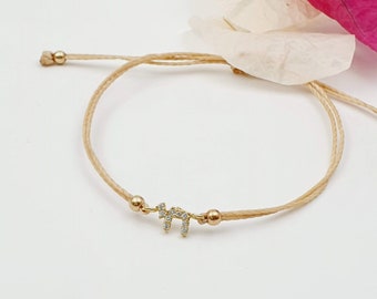 Macrame 925 Sterling Silver Chai Bracelet, Gold Rose Gold Chai Macrame Bracelet, Bat Mitzvah Gift, Hebrew Judaism