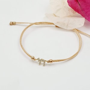 Macrame 925 Sterling Silver Chai Bracelet, Gold Rose Gold Chai Macrame Bracelet, Bat Mitzvah Gift, Hebrew Judaism