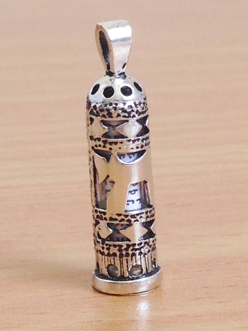 Mezuzah Necklace With Scroll Mezuzah Case Pendant Sterling Etsy