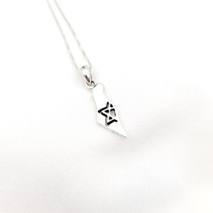 Collier carte d'Israël, étoile de David, pendentif pays, pendentif carte d'Israël en argent sterling 925, cadeau bijoux juifs, bijoux judaïques