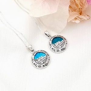 Shema Israel Jerusalem Anhänger Halskette: Sterling Silber Opal & Eilat Stein