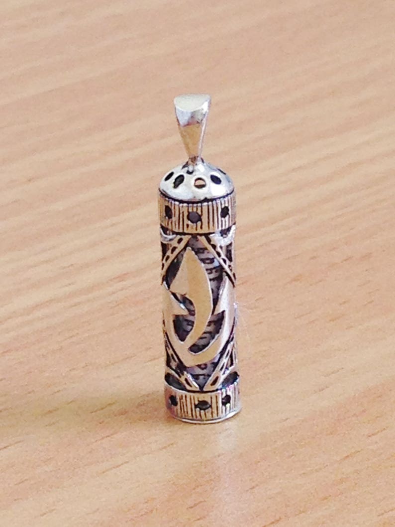 Mezuzah Necklace With Scroll Mezuzah Case Pendant Sterling Etsy