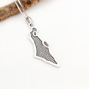 Israel Karte Anhänger 925 Sterling Silber, Landkarte Anhänger, Jüdischer Schmuck