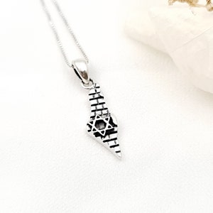 Israel Map Halskette, Davidstern, Landanhänger, Israel Map Kotel Anhänger 925 Sterling Silber, Jüdischer Schmuck Geschenk, Jedaica Schmuck