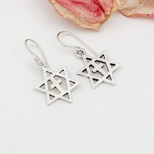 Star of David With Cross Earrings, Cross With David Star