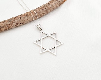 Sterling Silver Star of David Necklace: Magen David Pendant, Judaica Jewish Jewelry