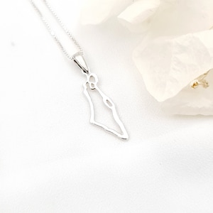 Collier carte d'Israël, pendentif pays, pendentif carte d'Israël en argent sterling 925, cadeau bijoux juifs, bijoux judaïques