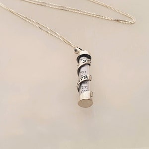 925 Sterling Silver Mezuzah Shema Israel Pendant Necklace with Scroll, Jewish Jewelry Bar Mitzvah Gift zdjęcie 4