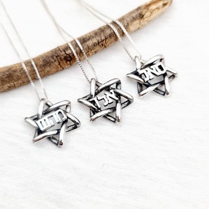 925 Sterling Silver David Star Pendant Necklace, Magen David Pendant, Judaica Jewish Jewelry, 72 Names of God