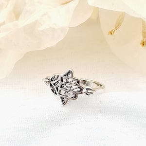 Filigree Hamsa Ring: 925 Sterling Silver, Dainty Jewelry