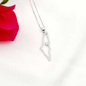 Collier carte d'Israël, pendentif pays, pendentif carte d'Israël en argent sterling 925, cadeau bijoux juifs, bijoux judaïques