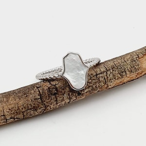 Mother of Pearl Hamsa Ring 925 Sterling Silver, Hand Of God Ring, Hamsa Jewelry Gift