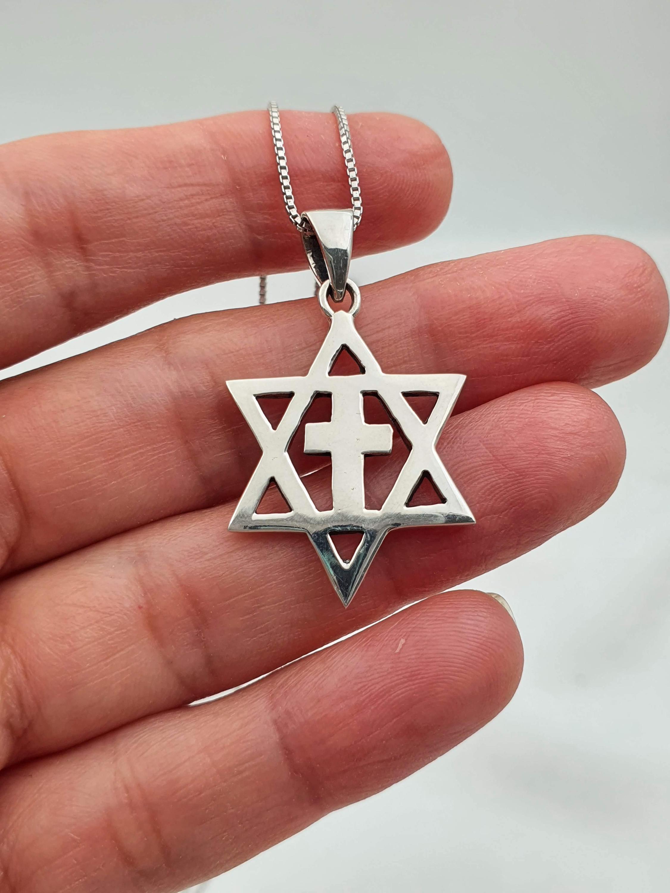 Collier Pendentif Messianique En Argent - Étoile De David Et Fashion C - Neuf Avec étiquettes