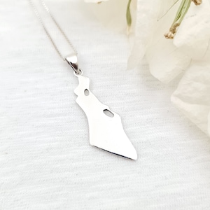 Collier carte d'Israël avec pendentif en argent sterling 925, Terre sainte, cadeau de bijoux juifs, pendentif de pays