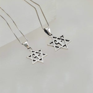 925 Sterling Silver Messianic Star of David Cross Pendant Necklace