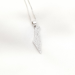 Israel Karte Anhänger 925 Sterling Silber, Landkarte Anhänger, Jüdischer Schmuck