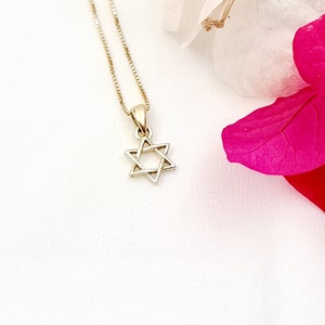 Collier étoile de David en plaqué or : pendentif en argent sterling 925