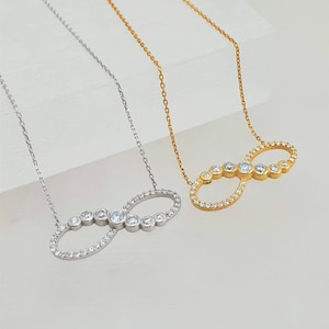 925 Sterling Silver Infinity Necklace Gold Plated, Infinity Jewelry Gift for Her