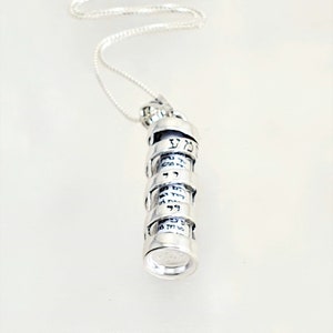 925 Sterling Silver Mezuzah Pendant Necklace with Scroll, Shema Israel image 7
