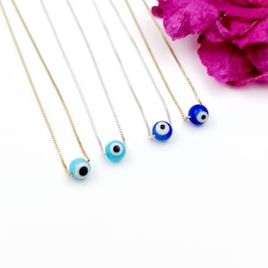 Evil Eye Necklace, Gold Plated Evil Eye Necklace, Sterling Silver Evil Eye Necklace, Evil eye Jewelry, Bead Necklace