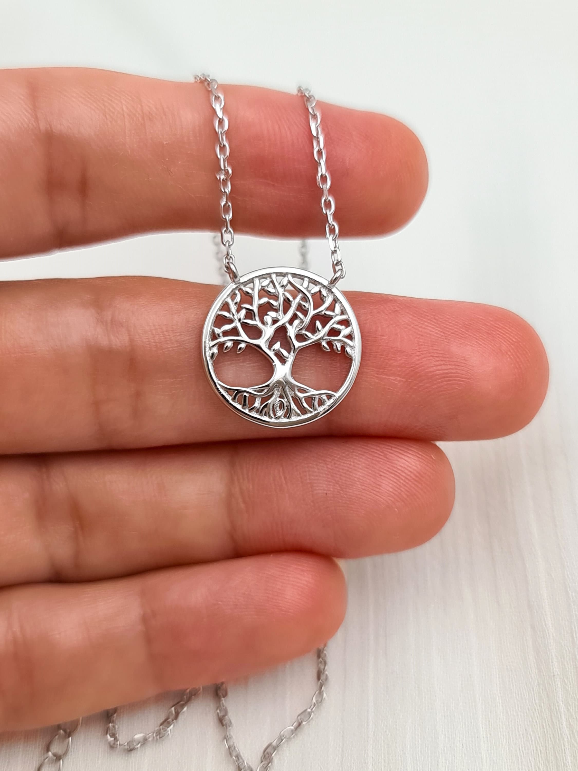 Joyería Mujer árbol Vida Collar Árbol De La Vida Plata Ley 925 Con Cristales Circonita O 1154738